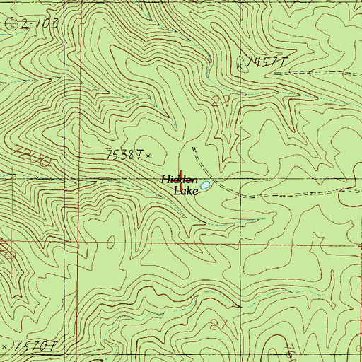 Topographic Map of Hidden Lake, AZ