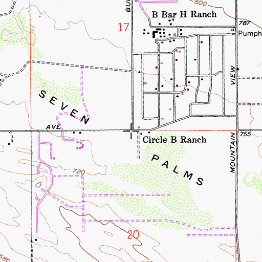 Topographic Map of Circle B Ranch, CA