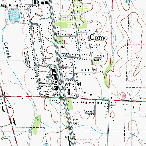 Topographic Map of Town of Como, MS