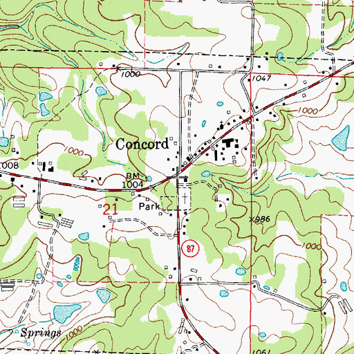 Topographic Map of Town of Concord, AR