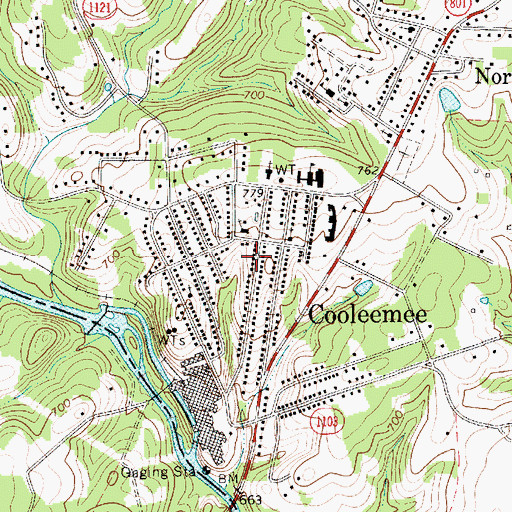 Topographic Map of Town of Cooleemee, NC
