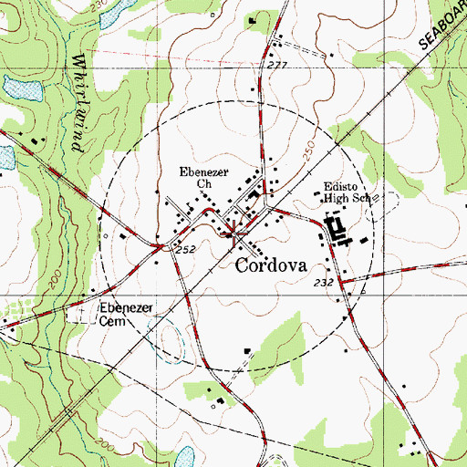Topographic Map of Town of Cordova, SC