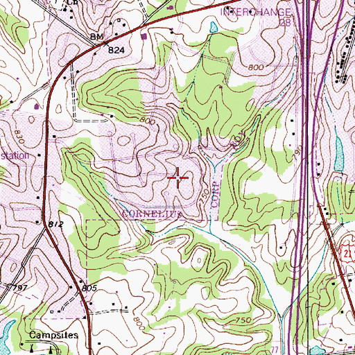 Topographic Map of Town of Cornelius, NC