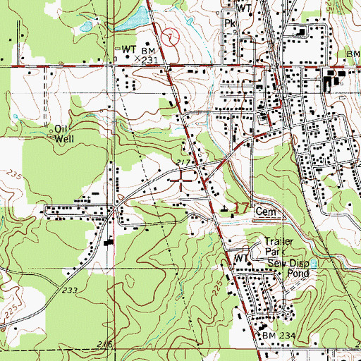 Topographic Map of Town of Cotton Valley, LA