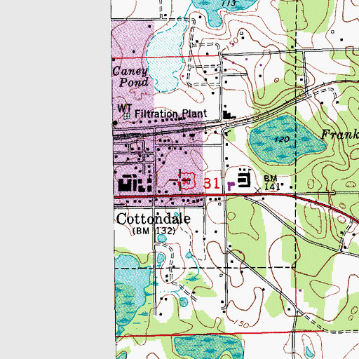 Topographic Map of Town of Cottondale, FL