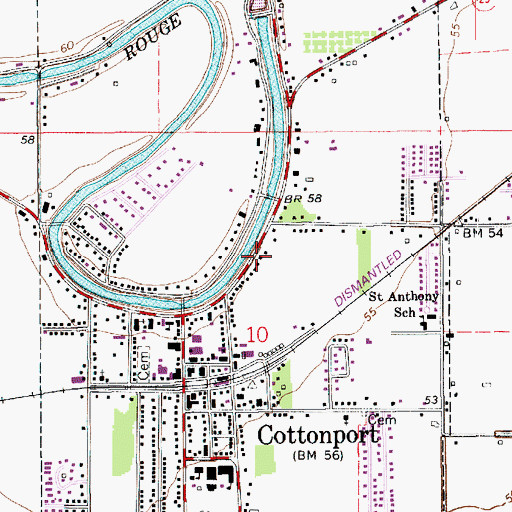 Topographic Map of Town of Cottonport, LA