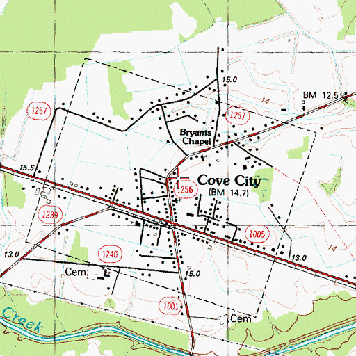 Topographic Map of Town of Cove City, NC