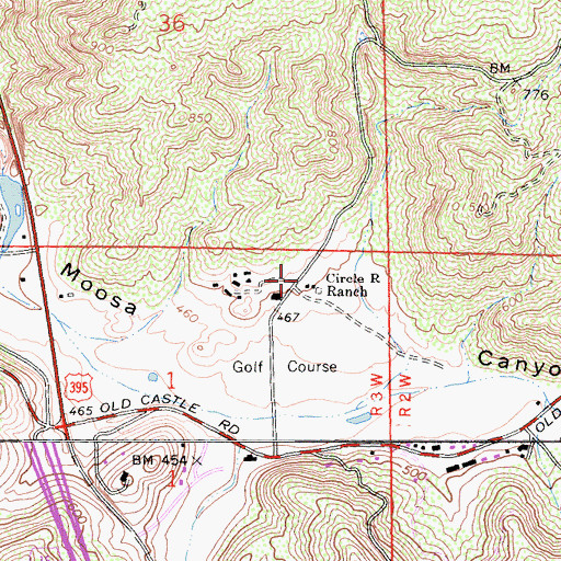 Topographic Map of Circle R Ranch, CA