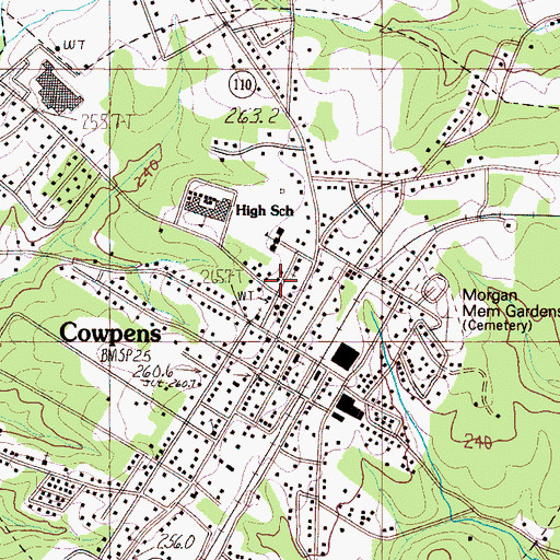 Topographic Map of Town of Cowpens, SC