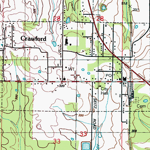 Topographic Map of Town of Crawford, MS