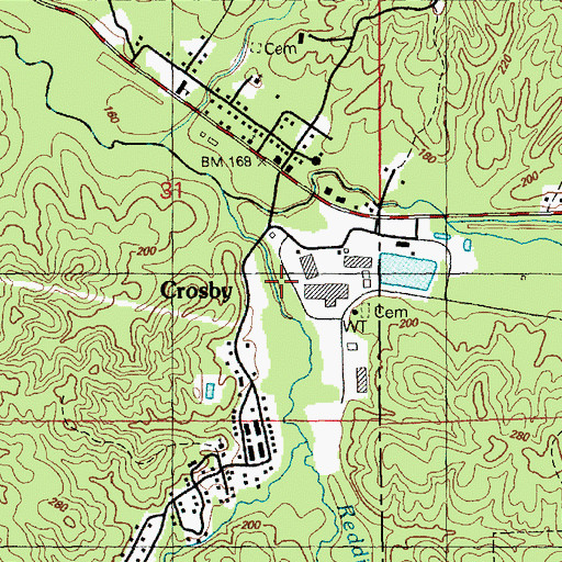 Topographic Map of Town of Crosby, MS