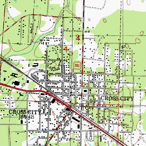 Topographic Map of Town of Cross City, FL