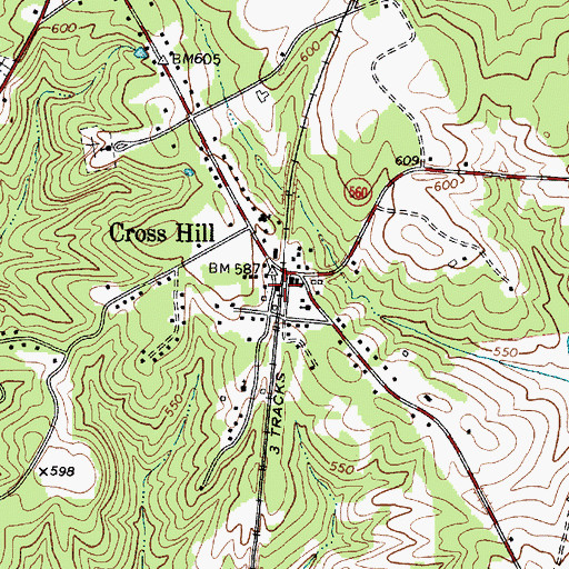 Topographic Map of Town of Cross Hill, SC