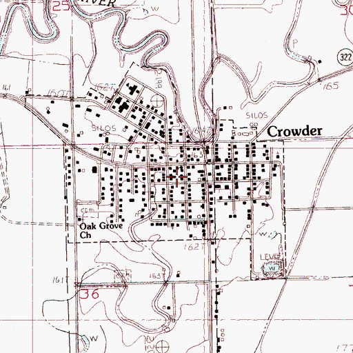 Topographic Map of Town of Crowder, MS