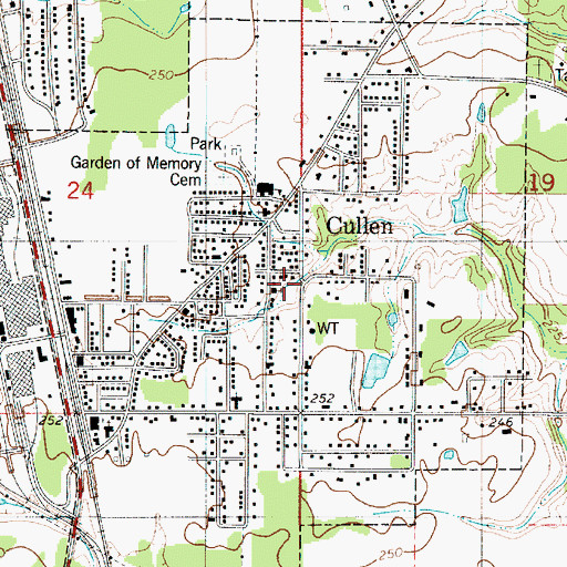 Topographic Map of Town of Cullen, LA