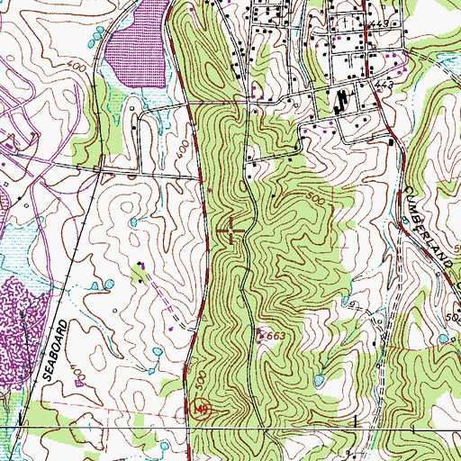 Topographic Map of Town of Cumberland City, TN