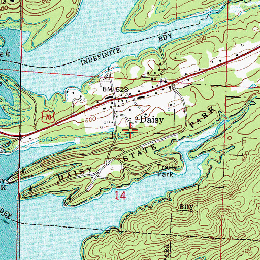 Topographic Map of Town of Daisy, AR
