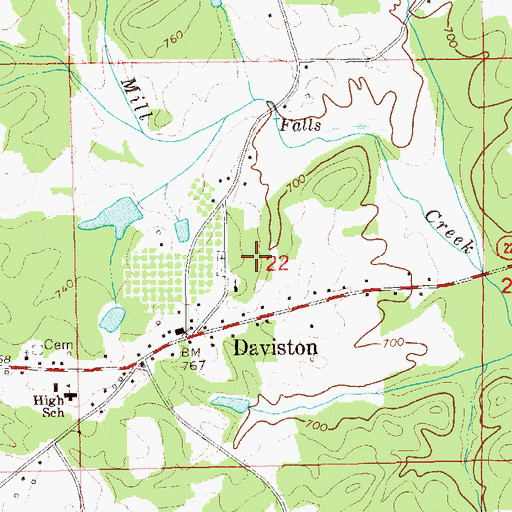 Topographic Map of Town of Daviston, AL