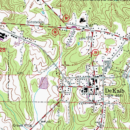 Topographic Map of Town of De Kalb, MS