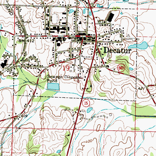 Topographic Map of Town of Decatur, MS