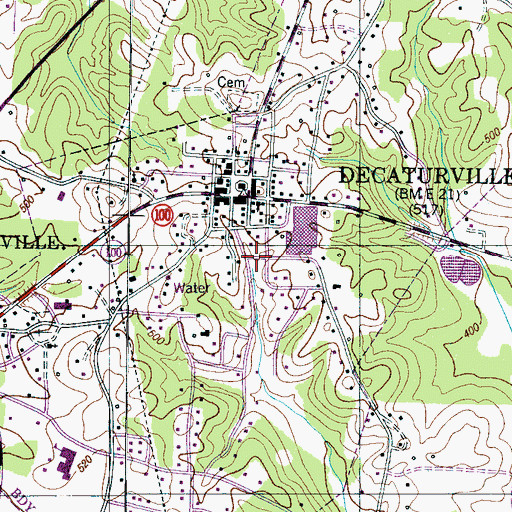 Topographic Map of Town of Decaturville, TN