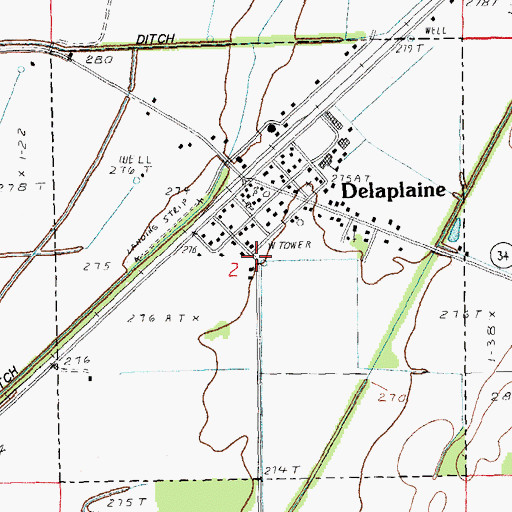 Topographic Map of Town of Delaplaine, AR