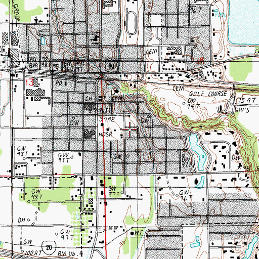 Topographic Map of Town of Delhi, LA