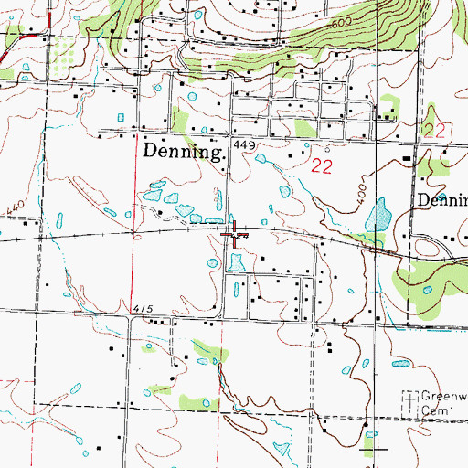 Topographic Map of Town of Denning, AR