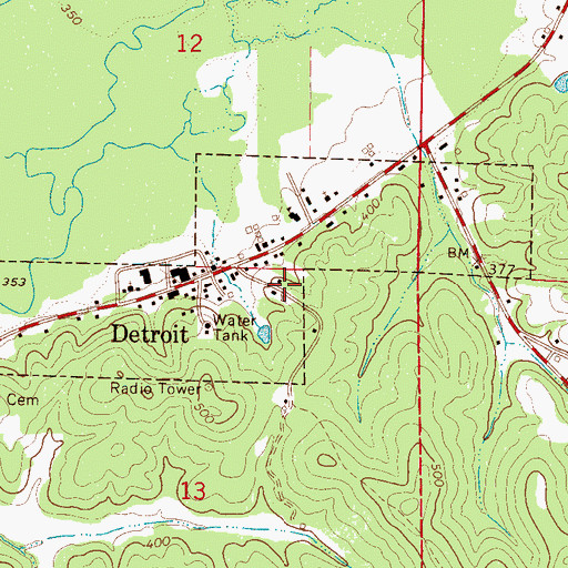 Topographic Map of Town of Detroit, AL