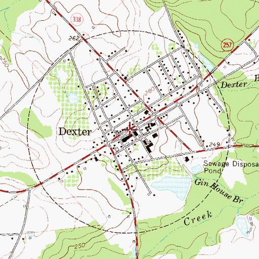 Topographic Map of Town of Dexter, GA