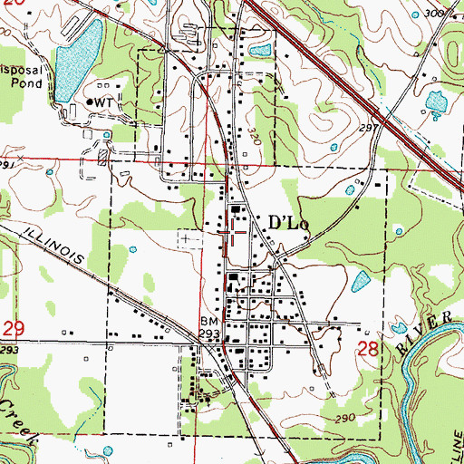 Topographic Map of Town of D'Lo, MS