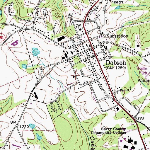 Topographic Map of Town of Dobson, NC