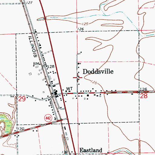 Topographic Map of Town of Doddsville, MS