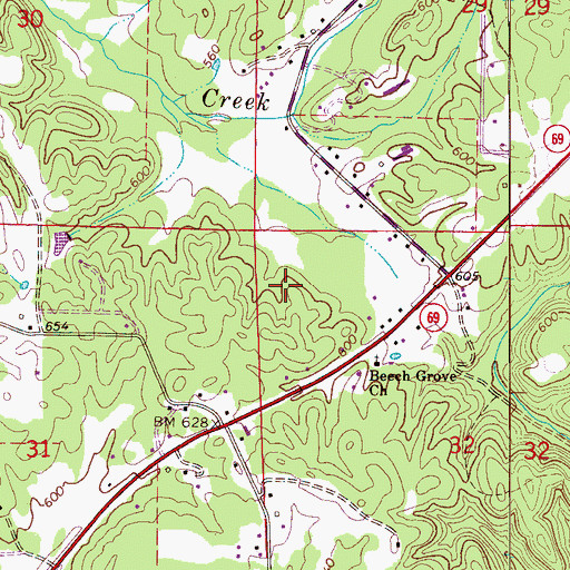 Topographic Map of Town of Dodge City, AL