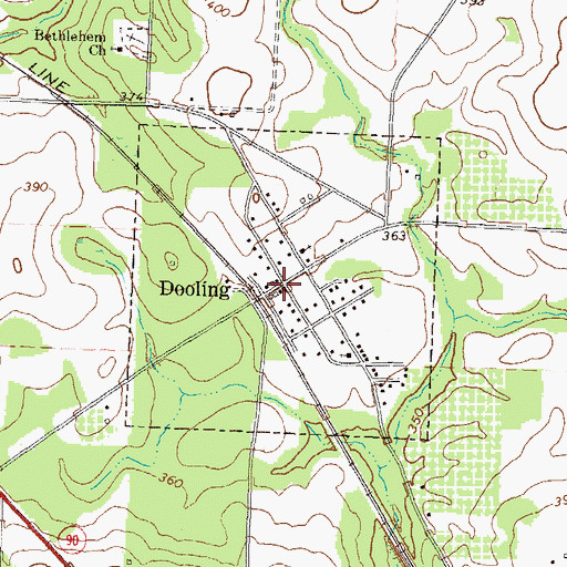Topographic Map of Town of Dooling, GA
