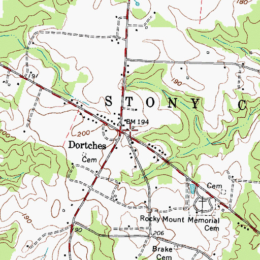 Topographic Map of Town of Dortches, NC