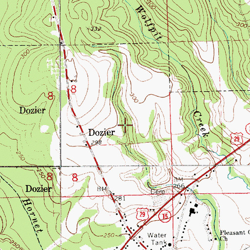 Topographic Map of Town of Dozier, AL