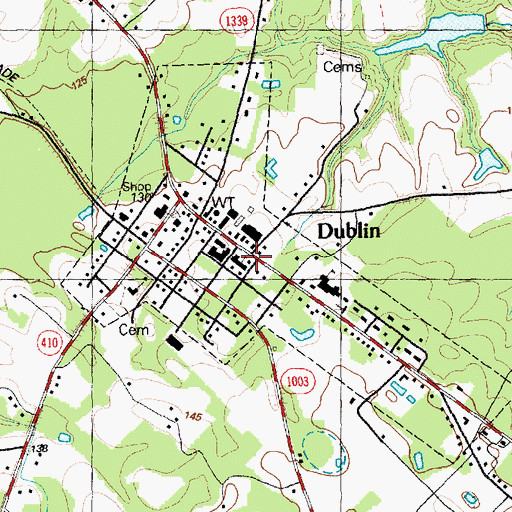 Topographic Map of Town of Dublin, NC