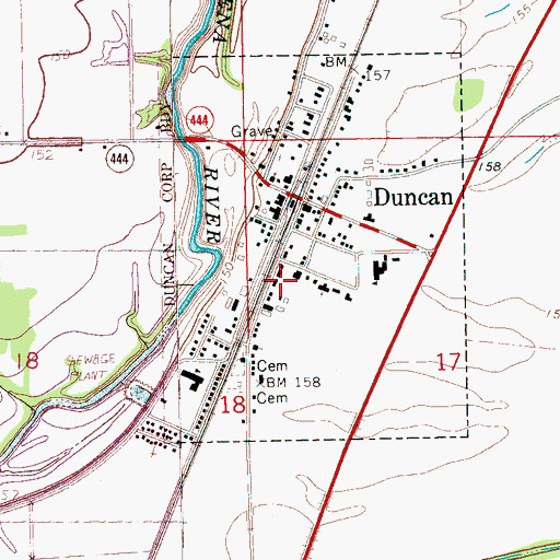 Topographic Map of Town of Duncan, MS