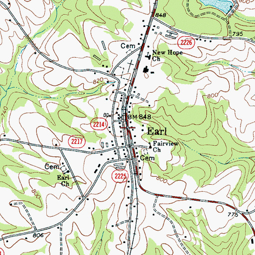 Topographic Map of Town of Earl, NC