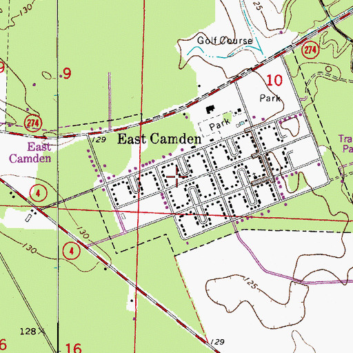 Topographic Map of Town of East Camden, AR