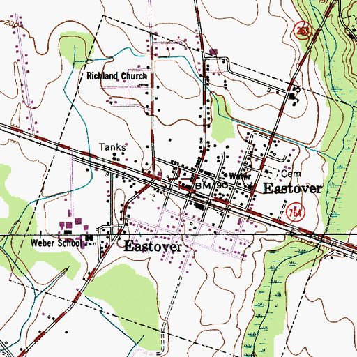 Topographic Map of Town of Eastover, SC