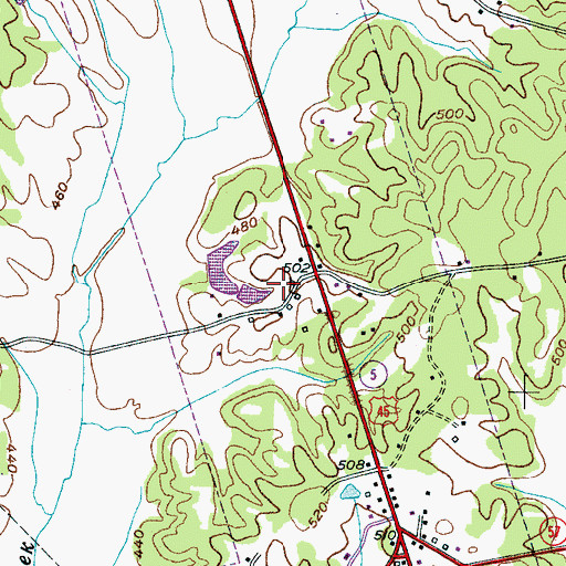 Topographic Map of Town of Eastview, TN