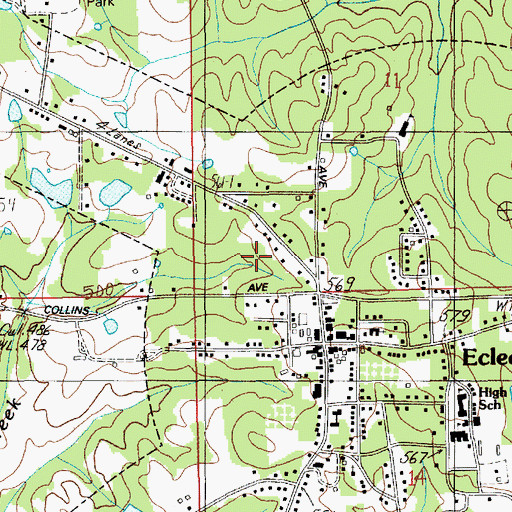 Topographic Map of Town of Eclectic, AL
