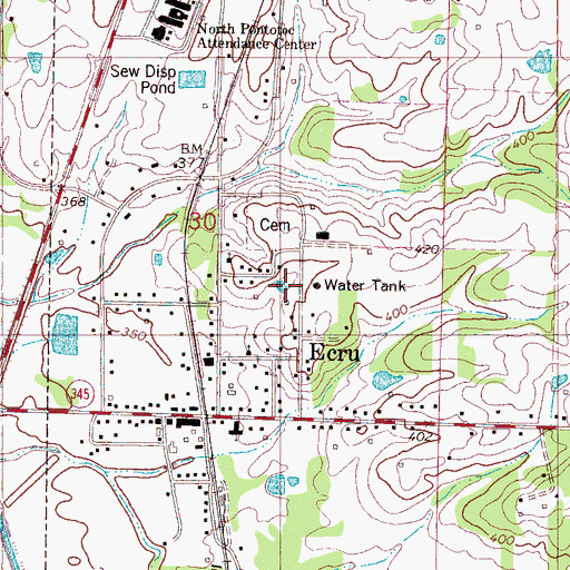 Topographic Map of Town of Ecru, MS