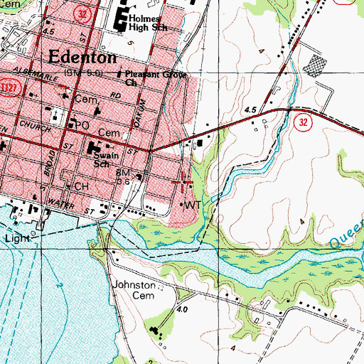 Topographic Map of Town of Edenton, NC