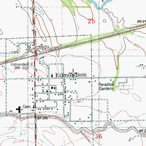 Topographic Map of Town of Edmondson, AR