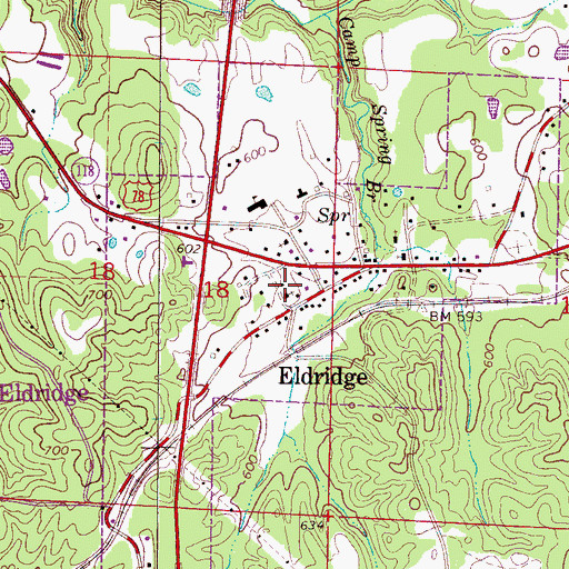 Topographic Map of Town of Eldridge, AL