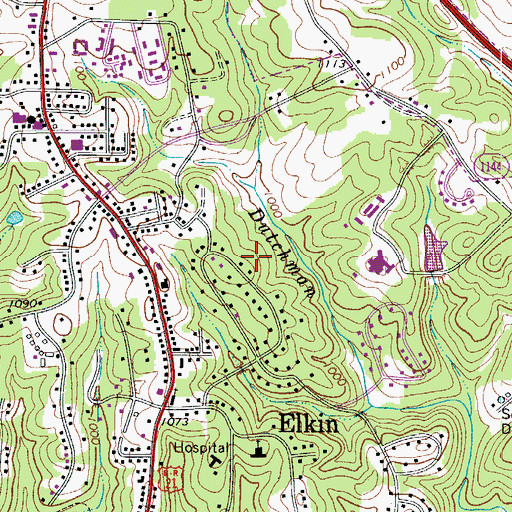 Topographic Map of Town of Elkin, NC