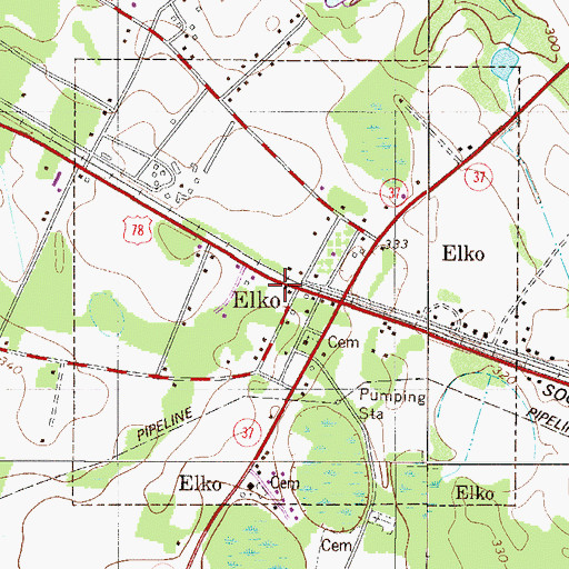 Topographic Map of Town of Elko, SC